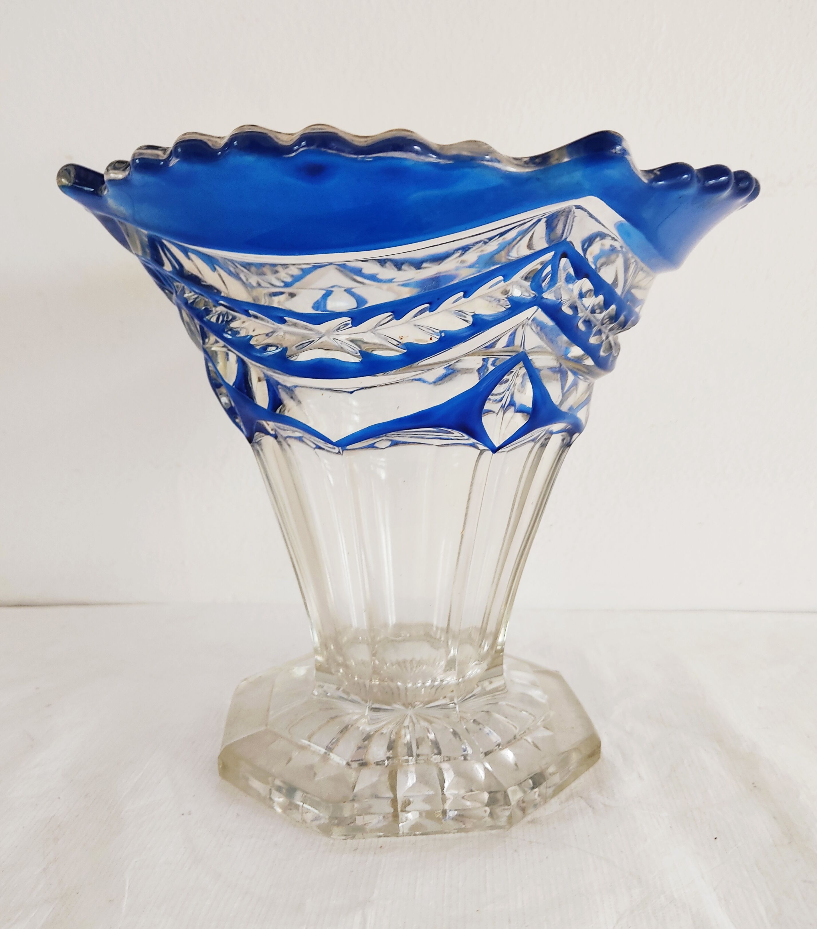 Vintage glass vase painted