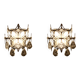 Pair of wall sconces in chrome metal and crystal