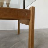 Scandinavian table blond teak and glass 60