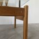 Table scandinave teck blond et verre 60