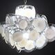 Large 36 Murano Glass White Disc Chandelier by Vistosi, 1970s