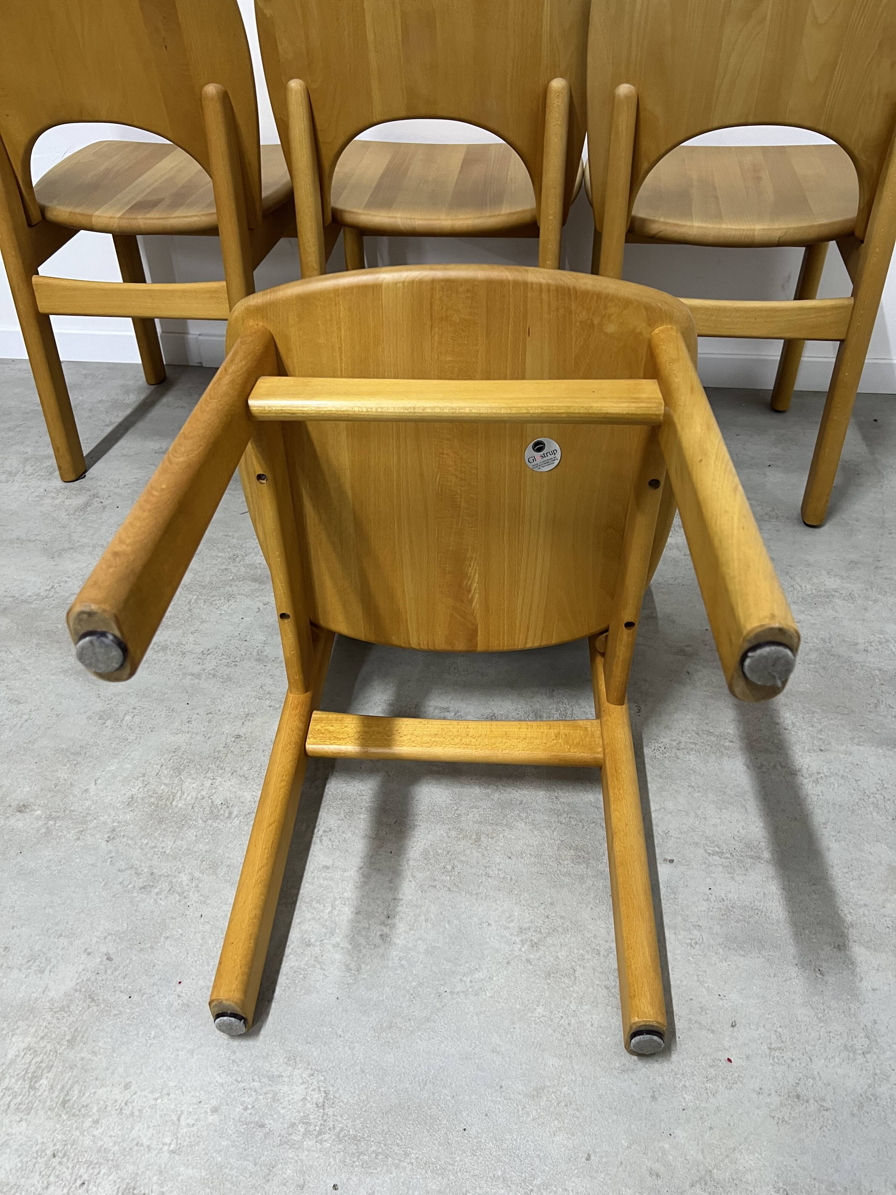 Lot de 4 chaises scandinave möbelfabrik glostrup orme massif vintage 70