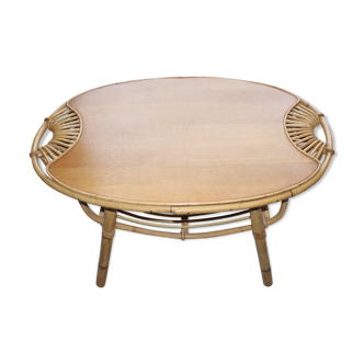 Table basse rotin années 60