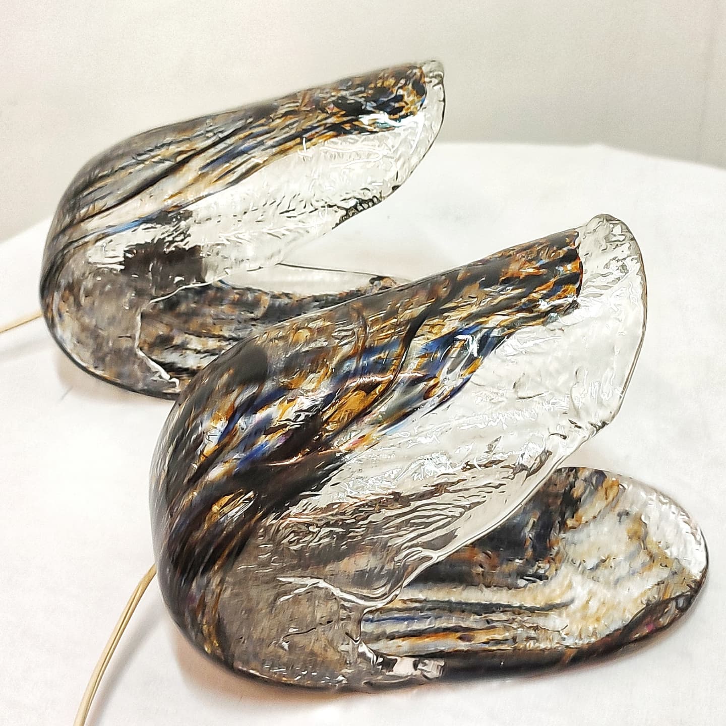 Murano glass "oyster" table lamps. Italy, 1960s.