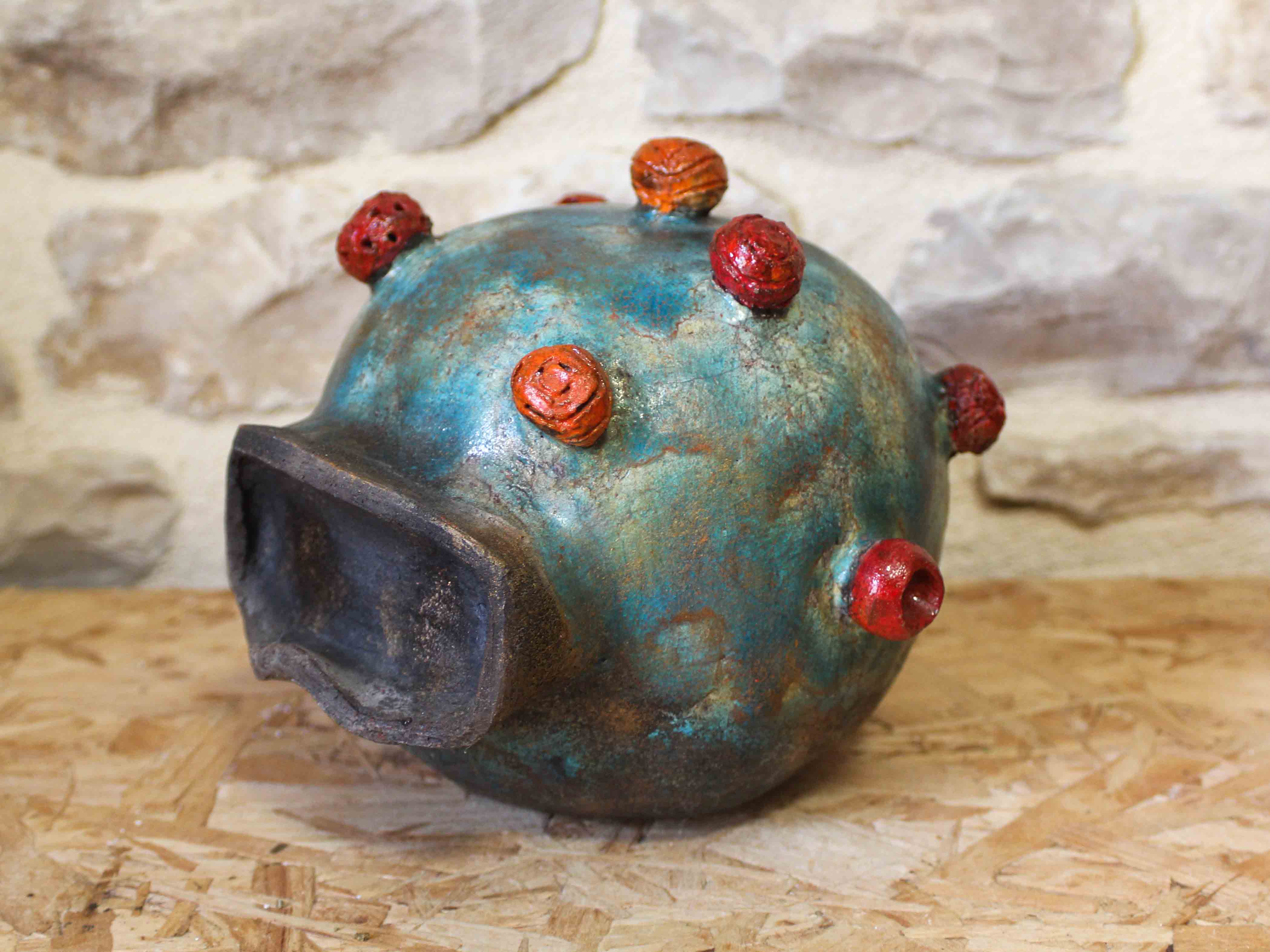 Glazed raku head