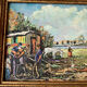 Ancienne peinture camp de gitans vintage