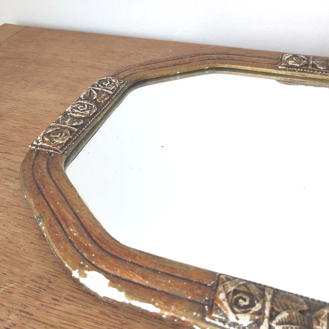 Octagonal art deco mirror 54x36cm