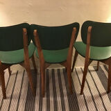 Suite de 3 chaises en skaï vert chiné noir