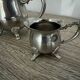 3-piece tea service for one person in silver-plated or antique stainless steel.