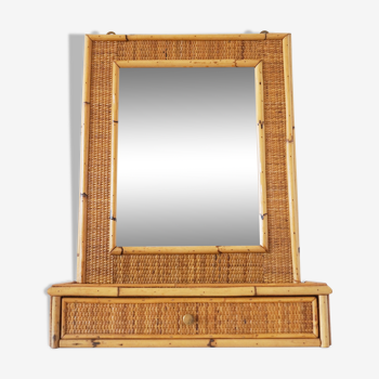 Rattan wall dressing mirror 72x50