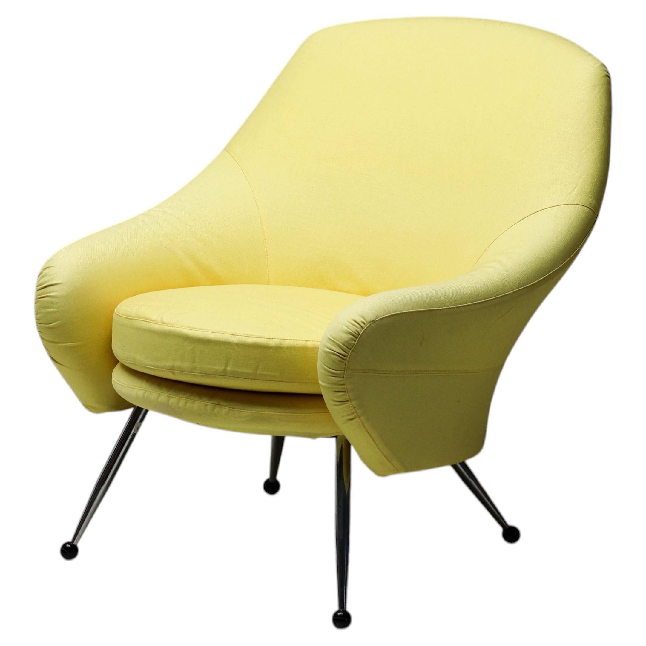 Chair Marco Zanuso Martingala - Bright yellow cotton fabric