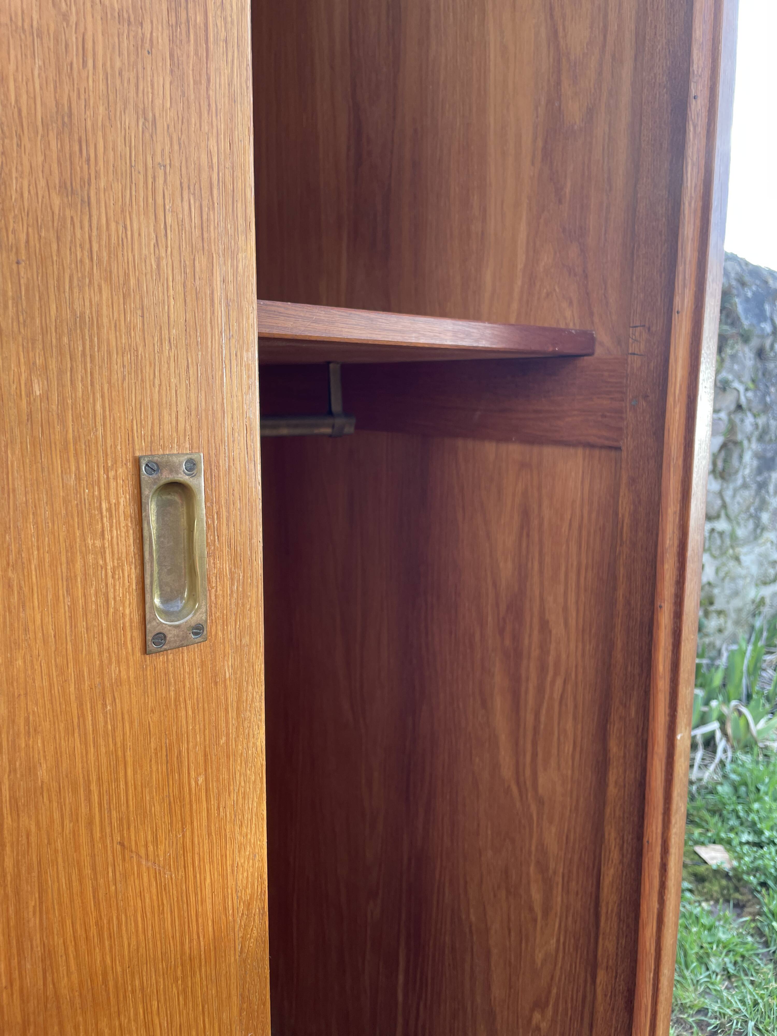 Wardrobe with 3 sliding doors in solid wood 1960