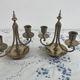 Pair of candlesticks, gilded and enamelled brass, Art Nouveau, early 20th century