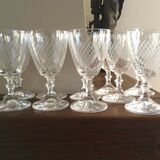 Set of 10 engraved crystal aperitif glasses