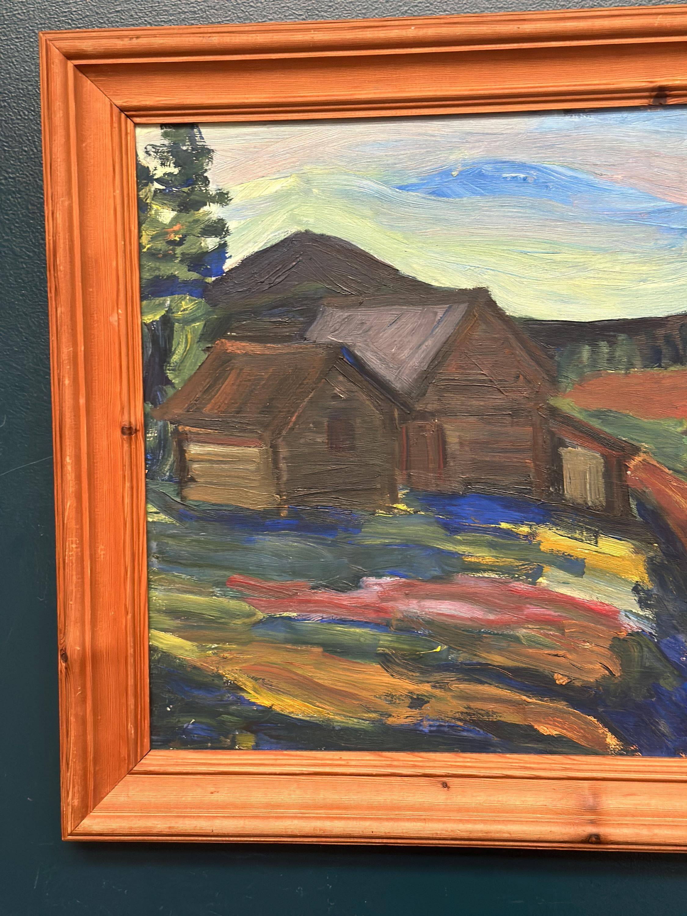 Original Swedish Oil on Panel – “Mountain Landscape” by Kersti Flyckt