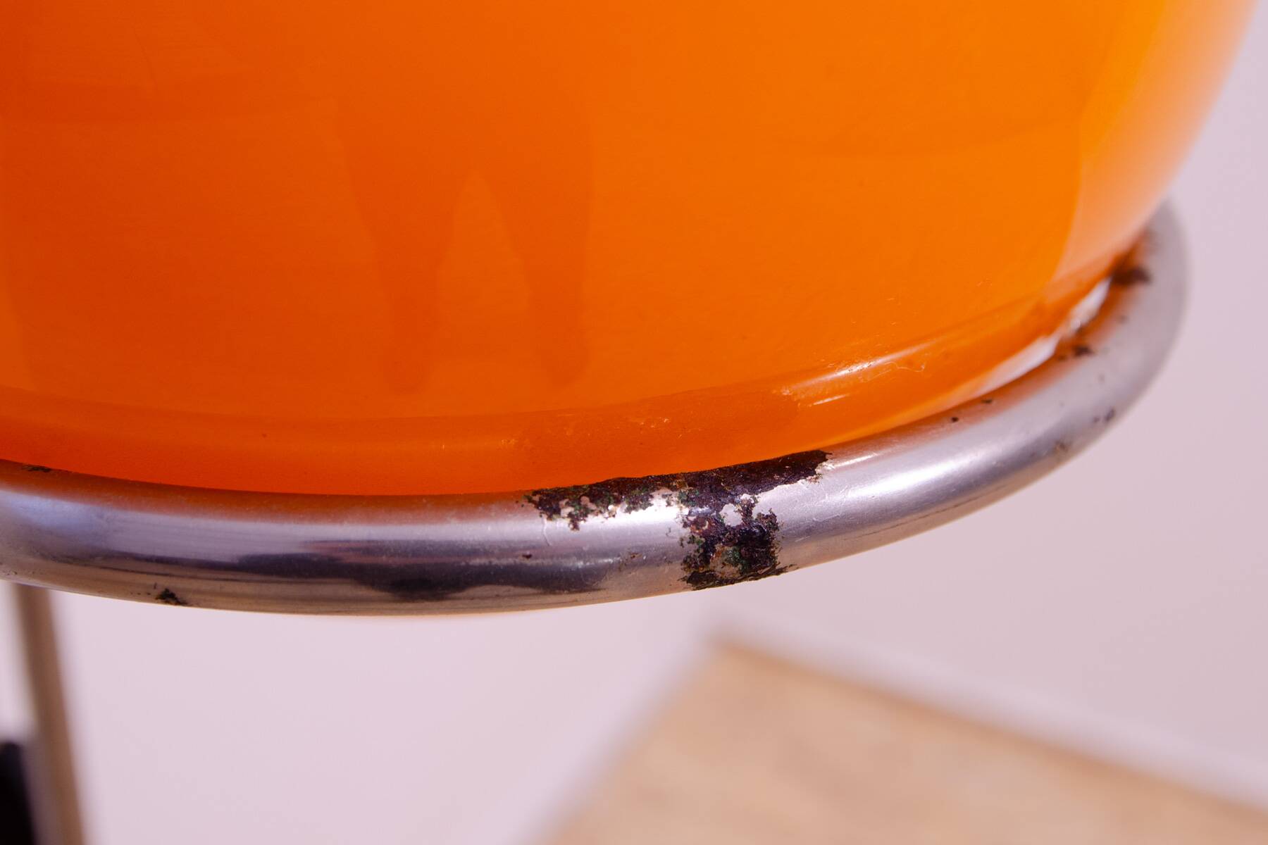 Atomic age Orange glass floor lamp by Tibor Hazi, Hungary, 1973