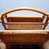 Antique rattan magazine rack