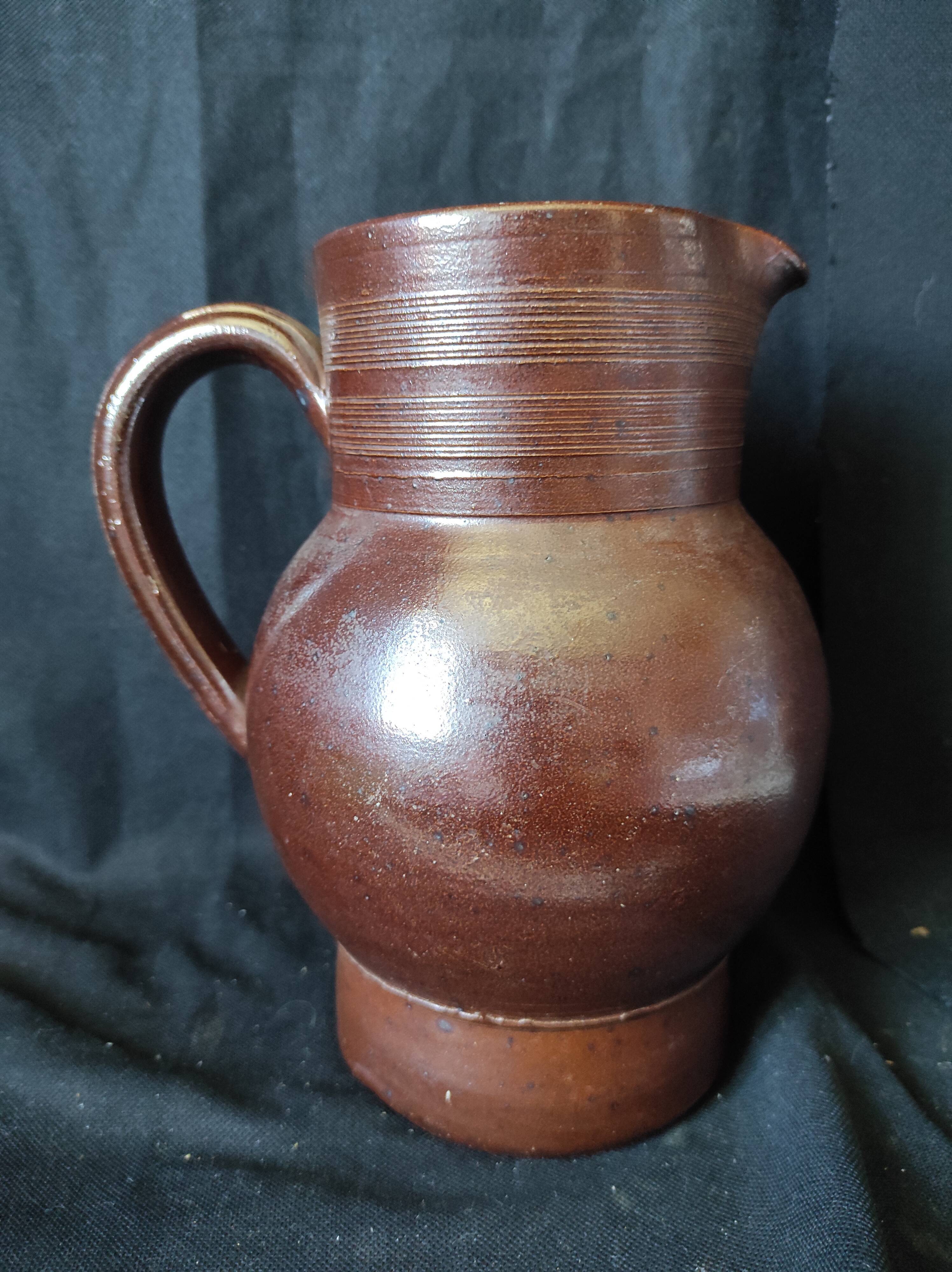 Large pitcher gres varnished berry handmade