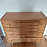 Vintage wood and rattan chest of drawers