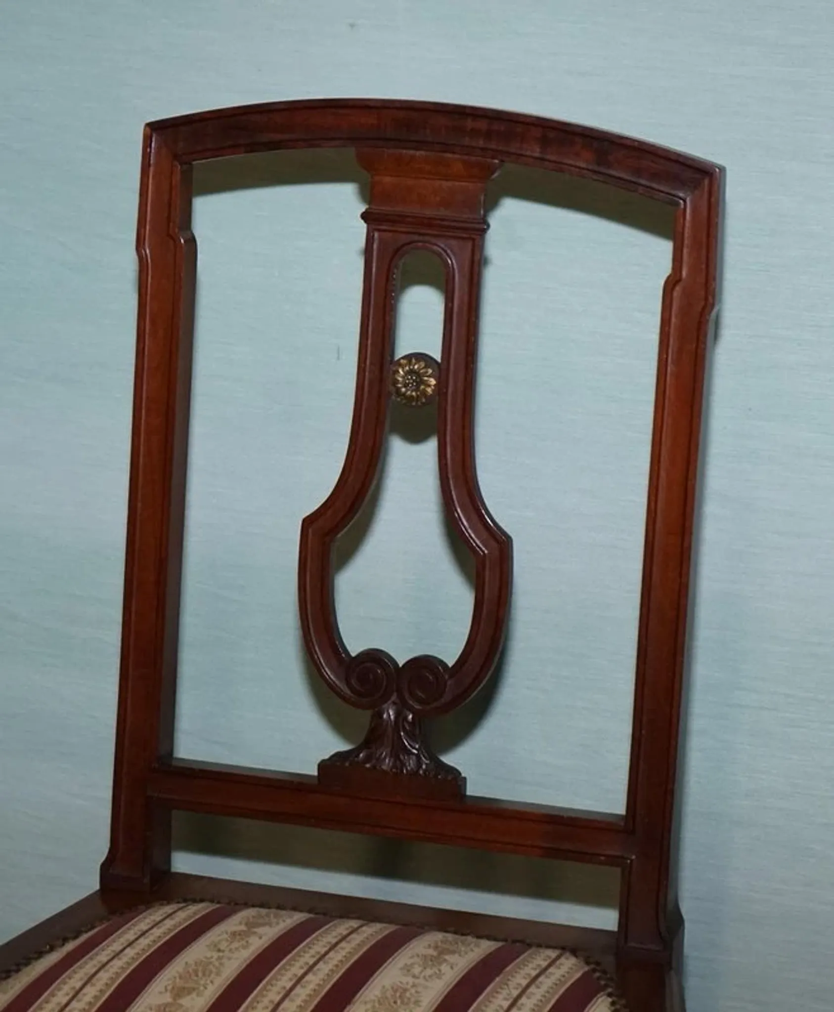 Set of Vintage Wooden Dining Chairs with Carved Details