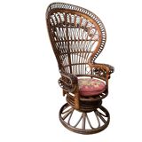 Fauteuil Emmanuelle rotin Peacock 1960