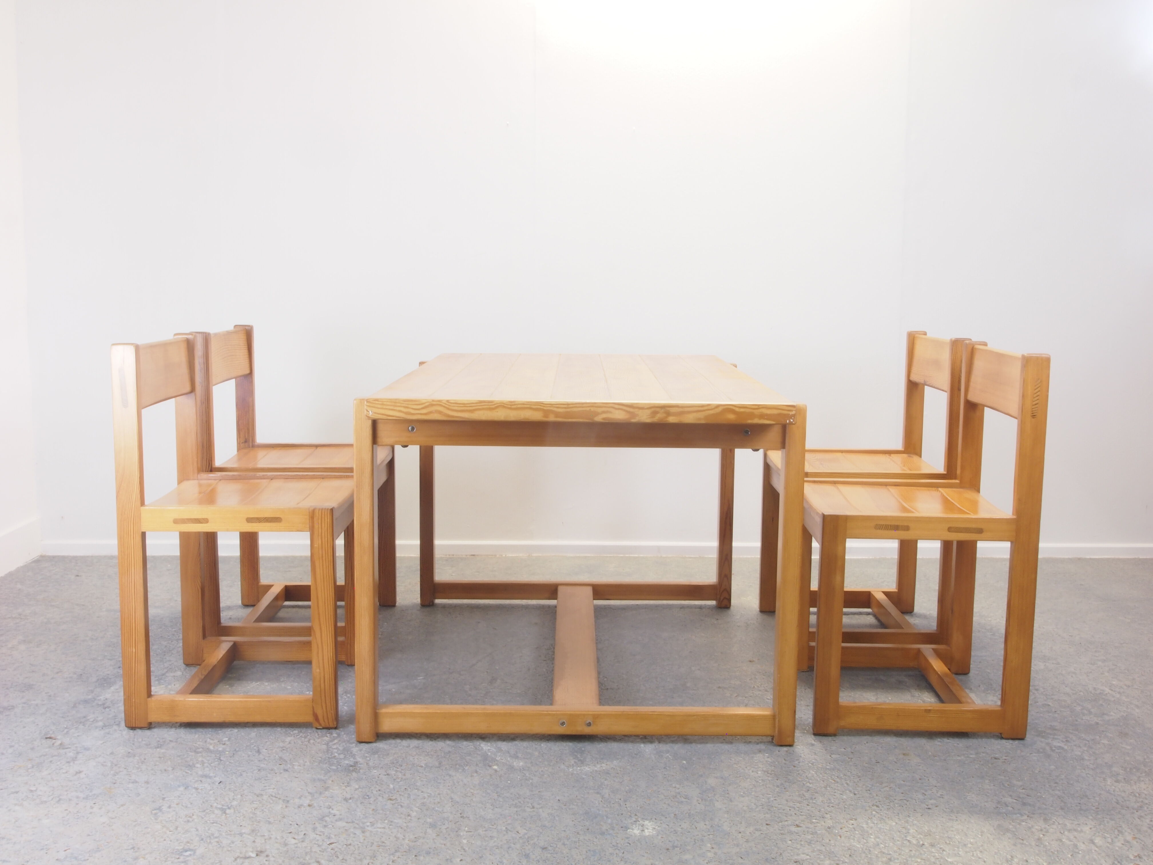 Vintage pine Scandinavian dinner set by Hugo Svensson for Bjarnums Mobelfrabiker