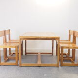Vintage pine Scandinavian dinner set by Hugo Svensson for Bjarnums Mobelfrabiker