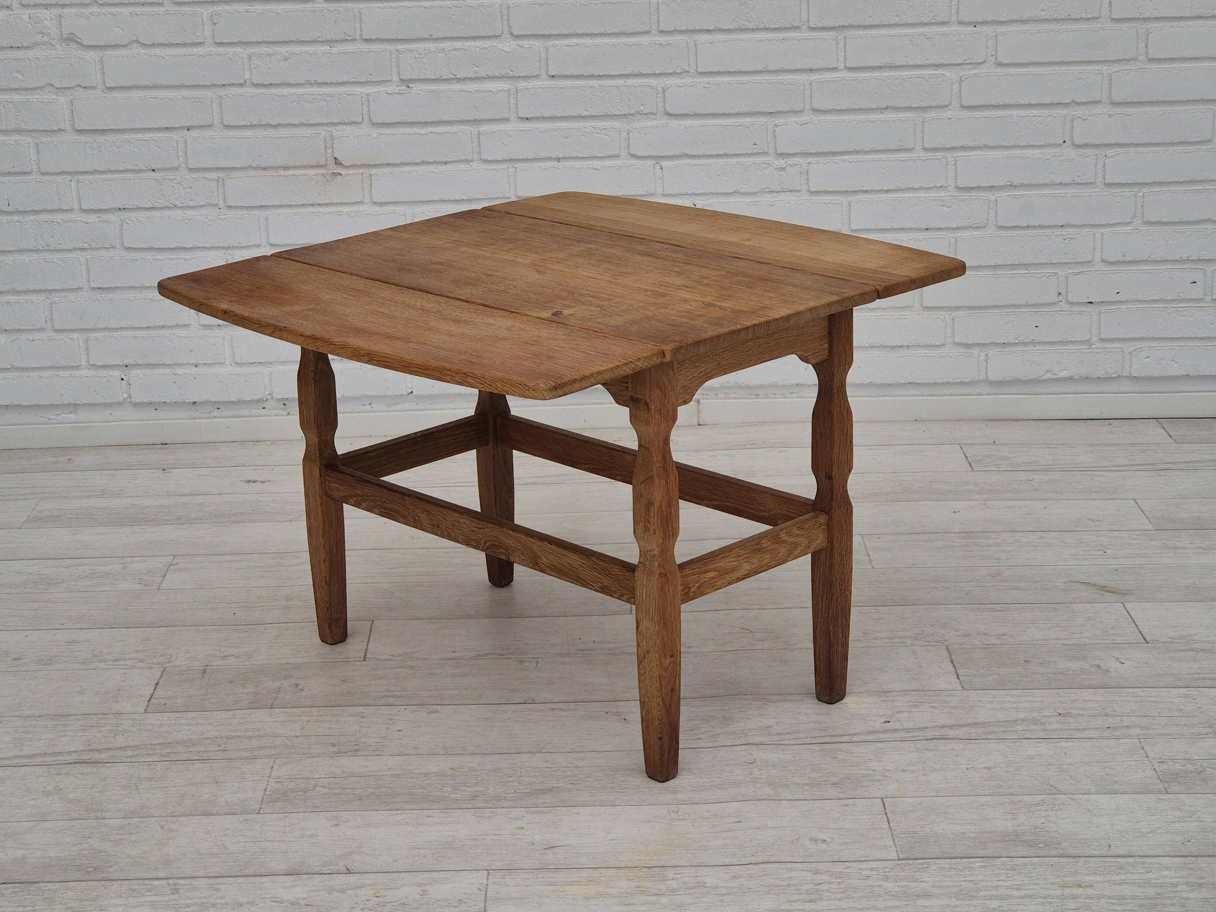 1970s, Danish design by Henning Kjærnulf for EG Kvalitetsmøbel, foldable sofa table, oak.