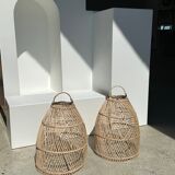 Rattan pendant lamp in the shape of bell D25 H28