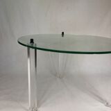 Vintage round coffee table in glass and plexiglass