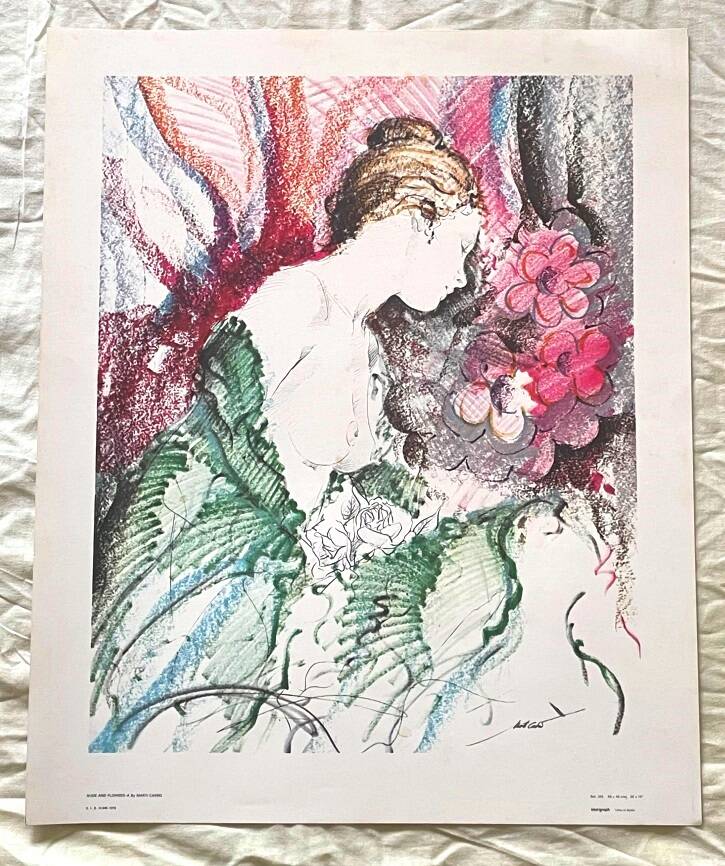 Art Print: 'Nude with Flowers' by Martí Carbó ~ Vintage 70s