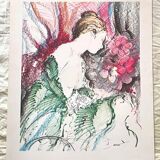 Art Print: 'Nude with Flowers' by Martí Carbó ~ Vintage 70s