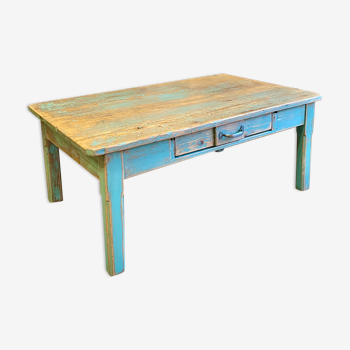 Table basse vintage bleue