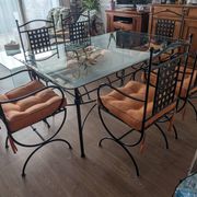 Table fer forge plein fabrique au mexique et 6 fauteuils