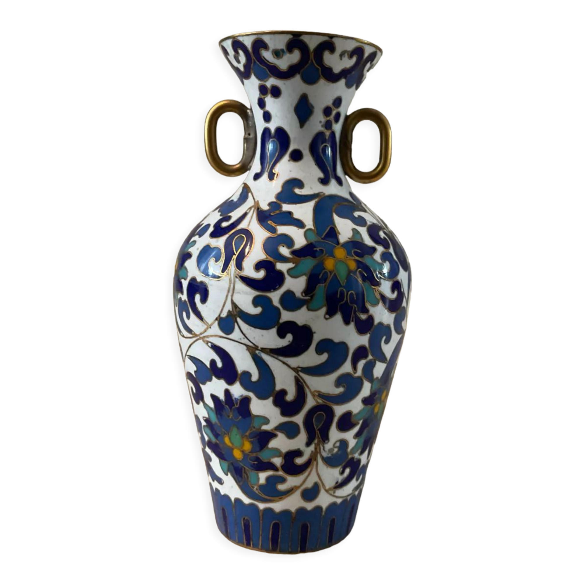 Miniature vase in brass and cloisonné enamel