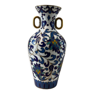 Miniature vase in brass and cloisonné enamel