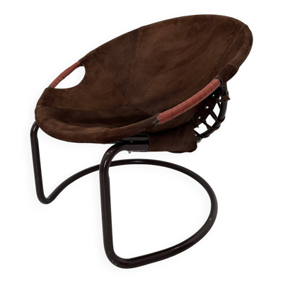 Fauteuil boule vintage en daim par Lusch & Co., 1970s