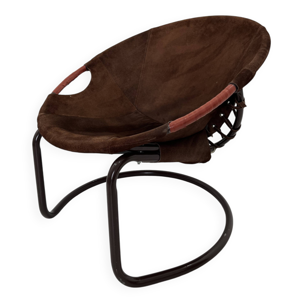 Fauteuil boule vintage en daim par Lusch & Co., 1970s
