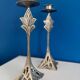 Set of 2 Art Deco Style Metal Candlesticks - Elegant and Vintage Candle Holders
