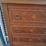 Walnut chest of drawers with 4 pink marble drawers