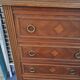 Chiffonnier commode en noyer 4 tiroirs marbre rose