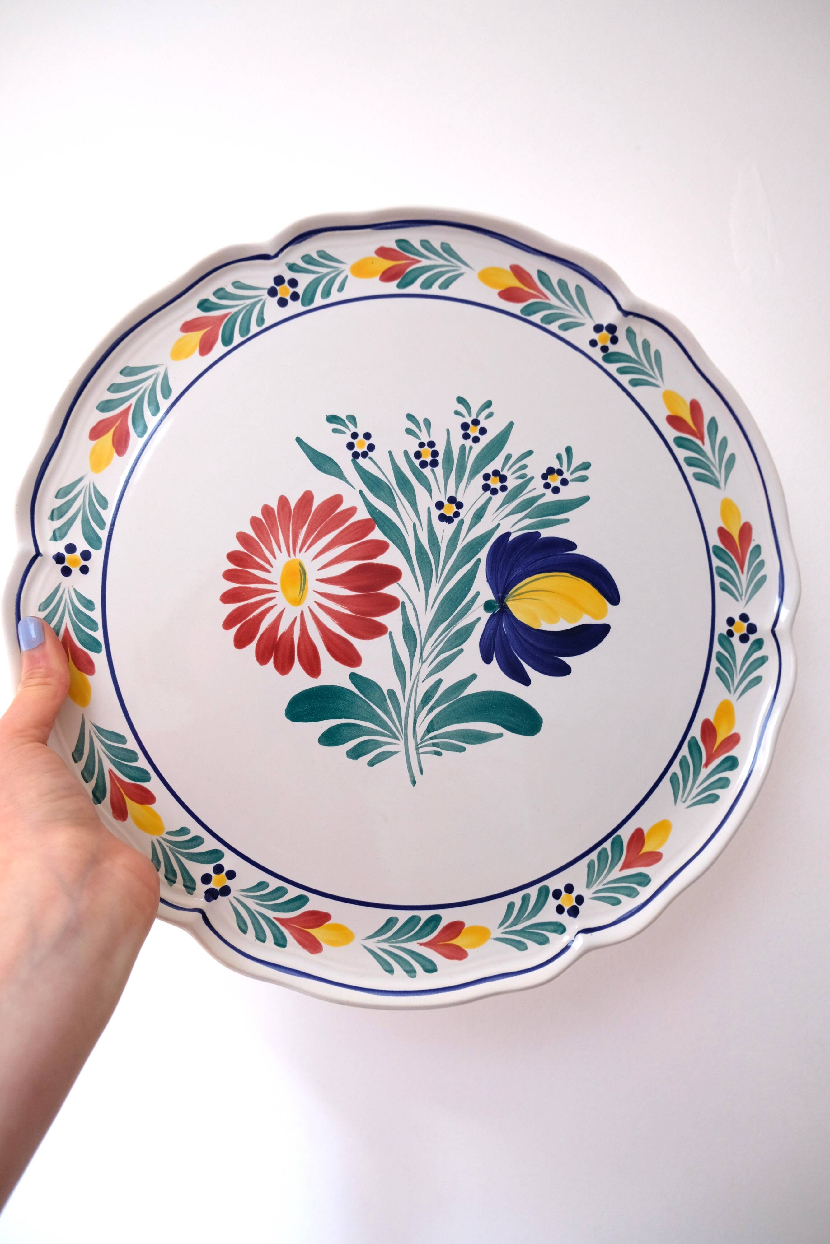 Vintage floral dish - Pornic earthenware factory