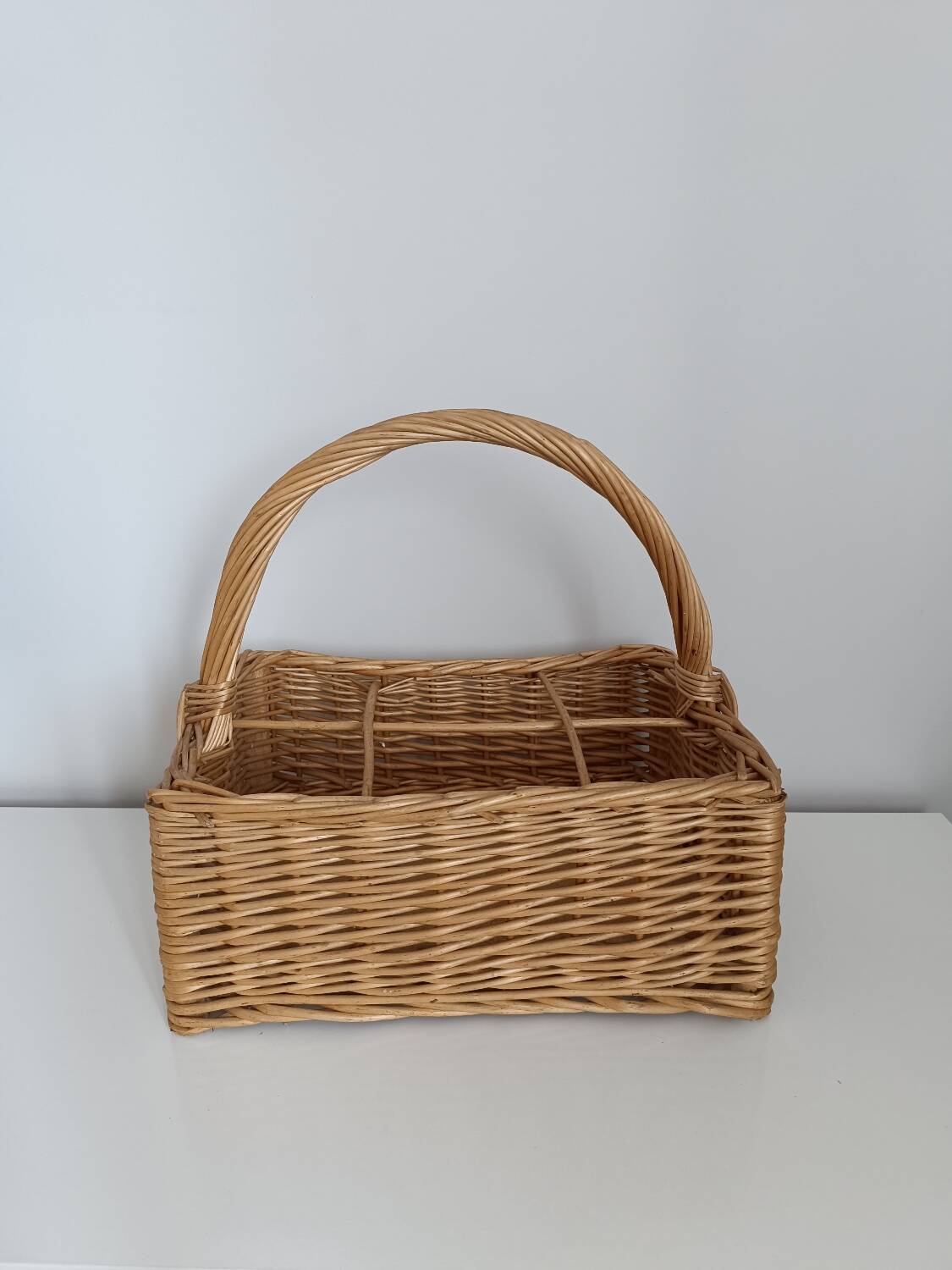 Vintage wicker bottle basket