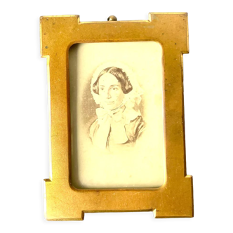 Antique  Metal Photo Frame gold colored brass  frame