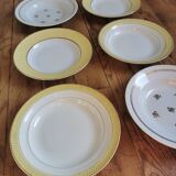 Vintage mismatched yellow and gold soup plates