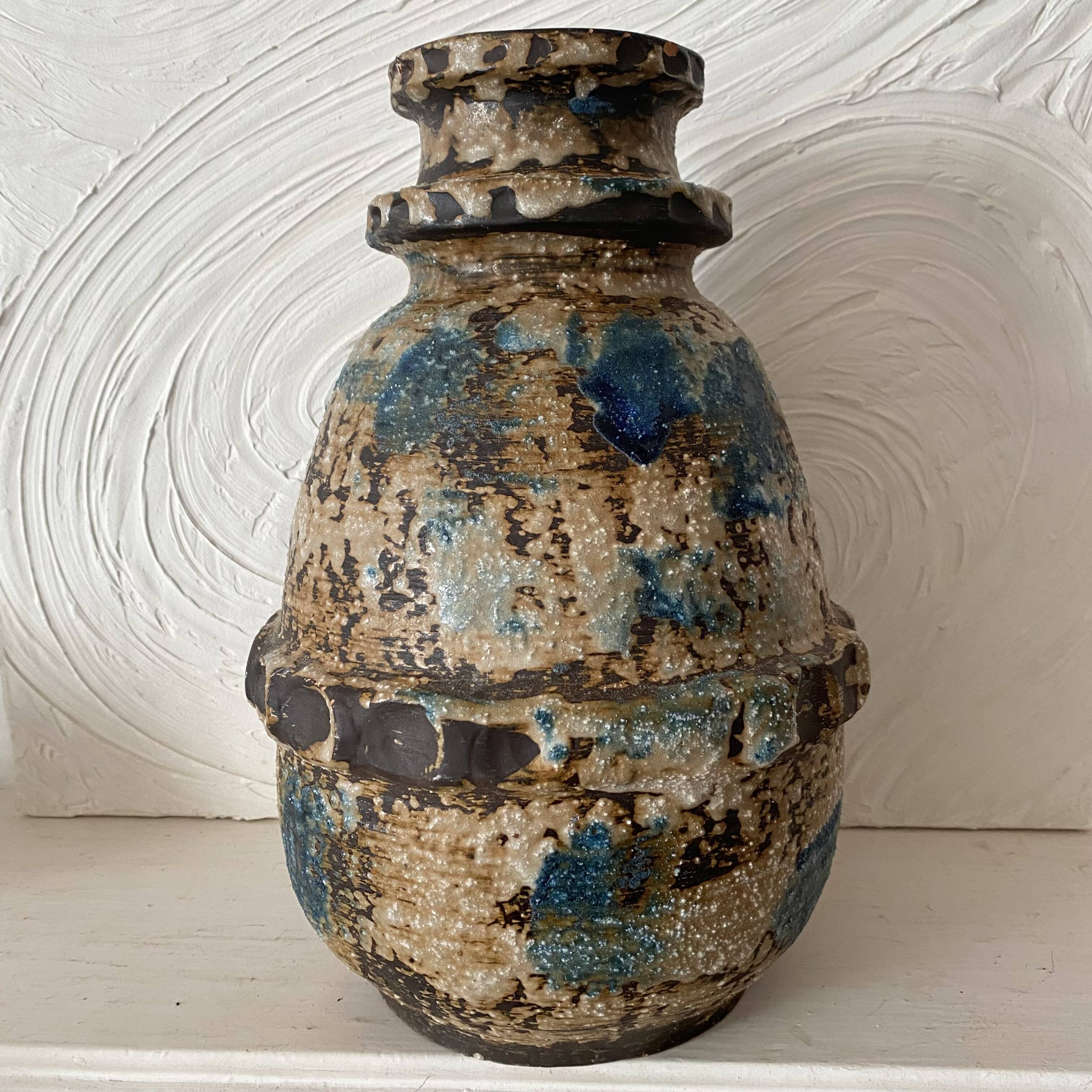 Large brutalist ceramic vase from West Germany, 1960s/1970s