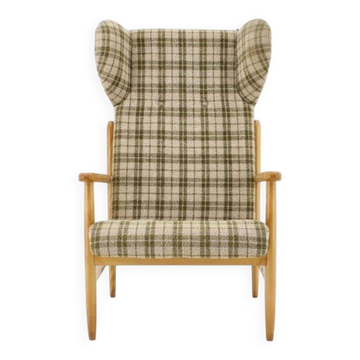1960s Rare Mid-Century Modern Beech Wing Armchair by ÚLUV, Czechoslovakia