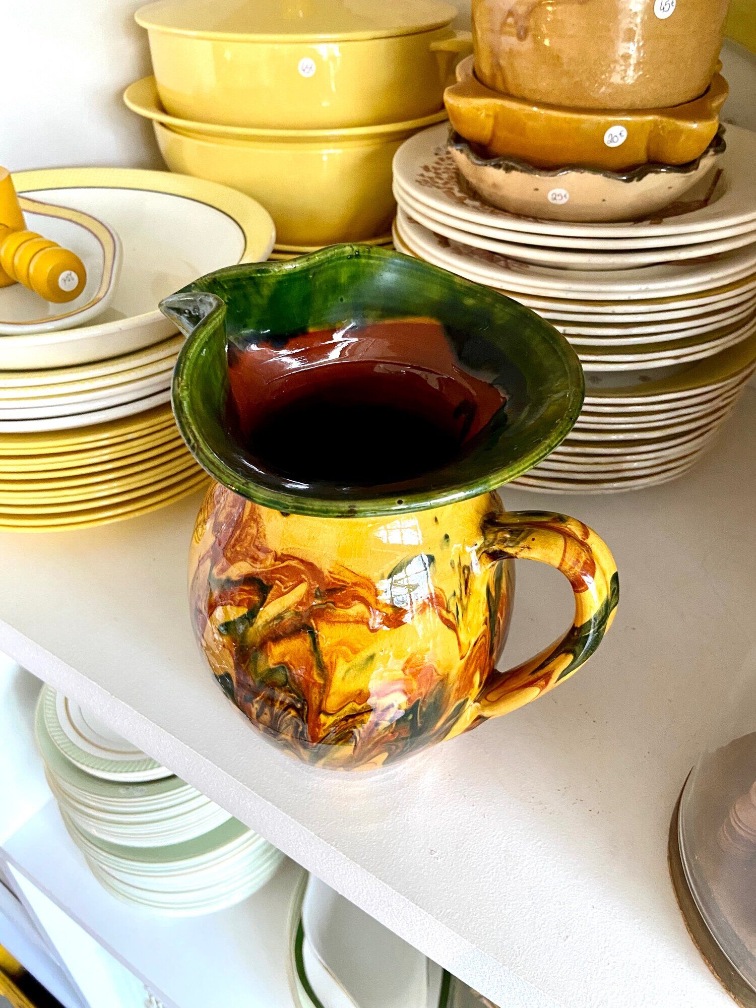 Glazed ceramic pitcher