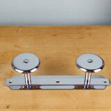 chrome metal wall coat rack with 2 hooks
