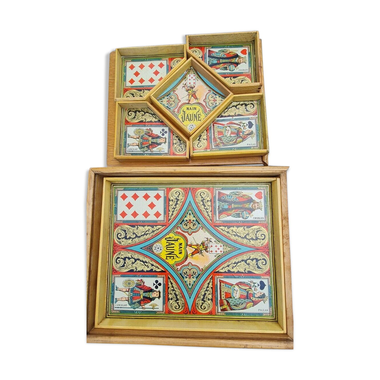 Game dwarf yellow box wood deco chromo 1921